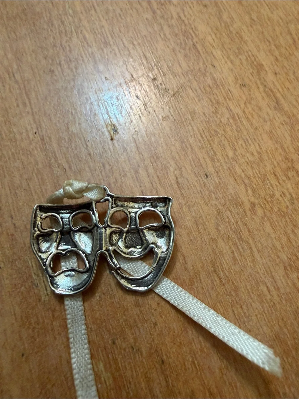 Theatre Mask Pendant Necklace - silver  Tone
